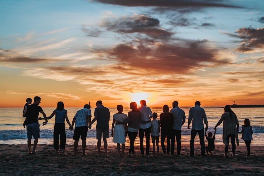 Family creator making content with parents and children