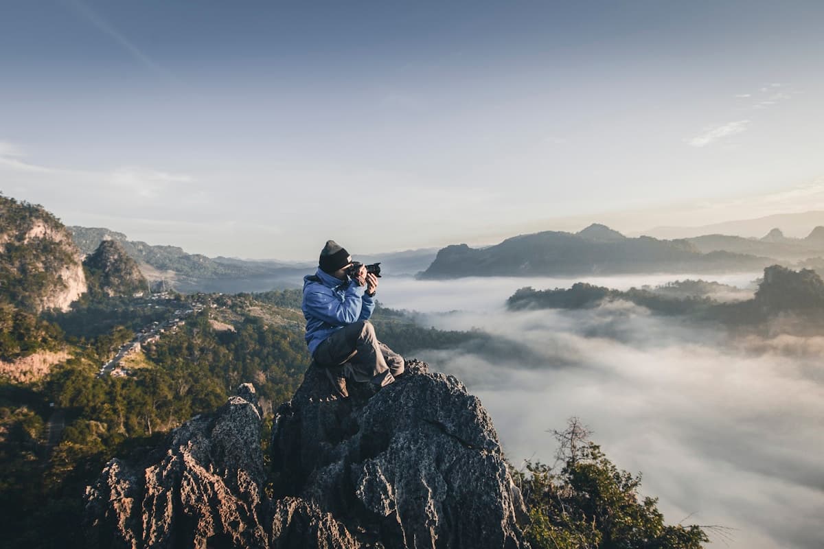 Creator filming content outdoors